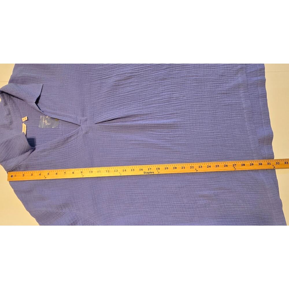 Soft Surroundings Top Womens Plus Size 3X blue 100% Cotton Gauze Coastal NWOT - Picture 8 of 8